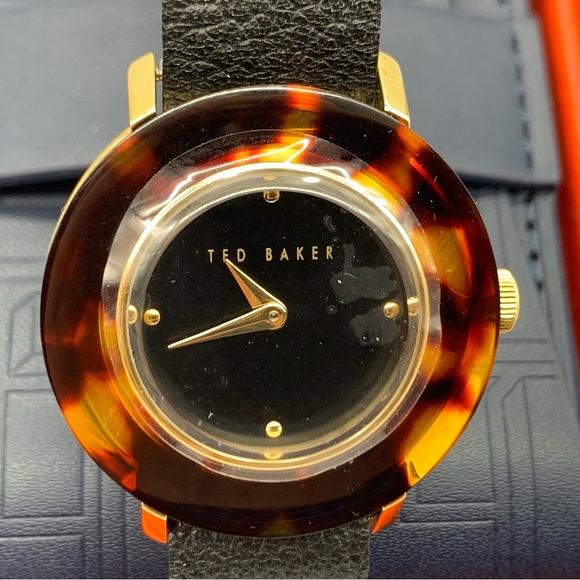 TED BAKER LONDON Katyaa Reversible Leather Strap Watch, 34mm in Black/Tortoise - Picture 7 of 15